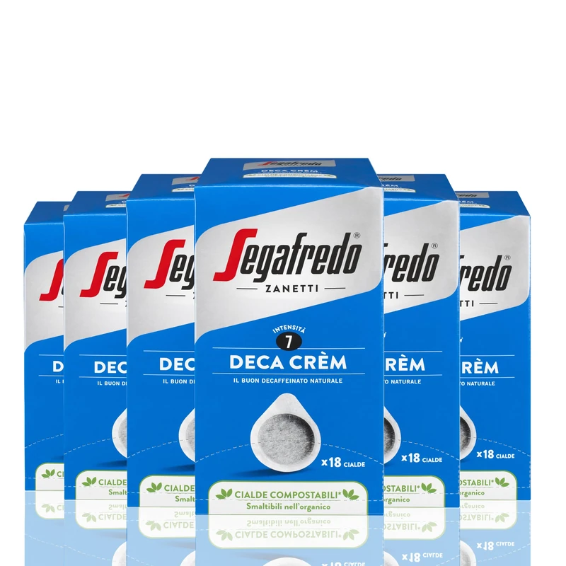 Segafredo Deca Crem Decaffeinated Coffee Pods 18x7g (Pack of 6)