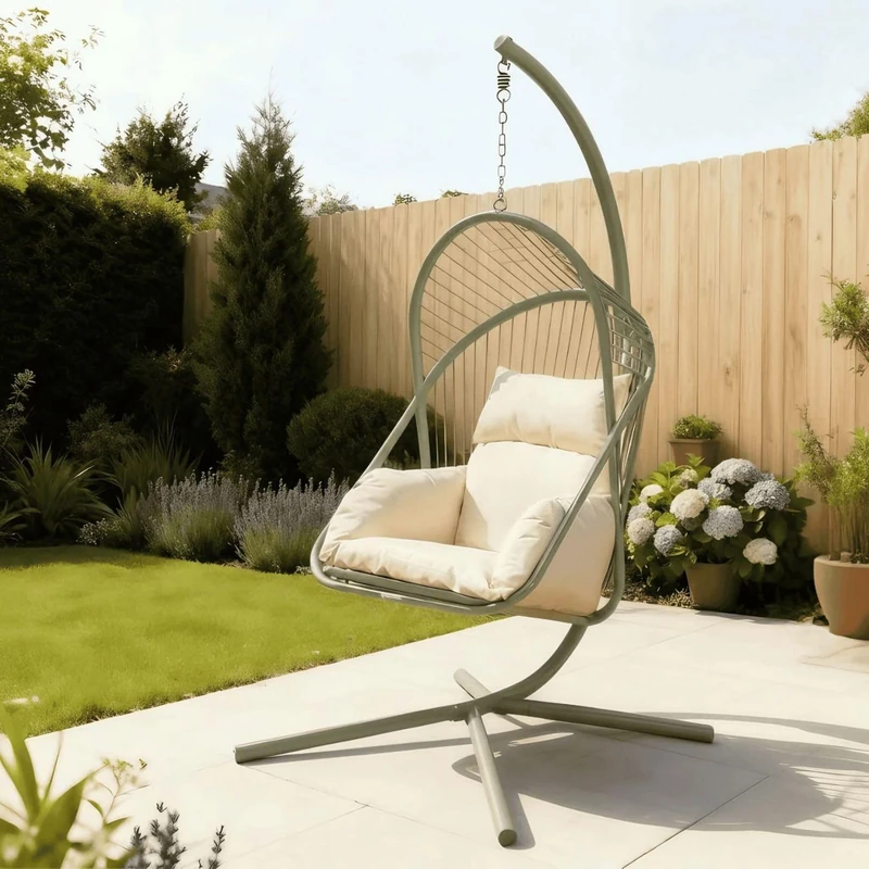 Home Source Capri Hanging Egg Chair, Sage Green, 95W x 118D x 194H cm, 27 kg, Assembly Required