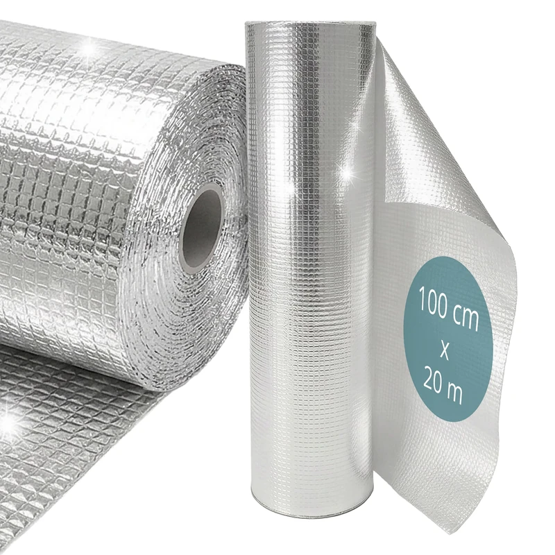 Relaxdays Radiator Reflector Foil, 0.6 x 20 m, 4 mm, roof, wall & window, aluminium, silver - Image 1