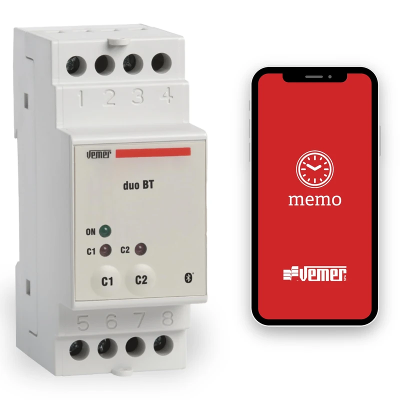 VEMER VE799900 Duo BT Astronomical Time Switch with Bluetooth and APP, Digital Timer DIN Bar 2 Modules, 2 Relays, White - Image 1