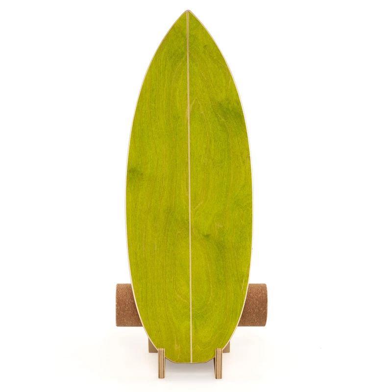 FANTASK Surf Balance Board, Balance Trainer with Cork Roll & Bracket, FSC Certified, Birch Wood Stability Trainer, Balance Board up to 150 kg, Indoor Surfboard for Adults