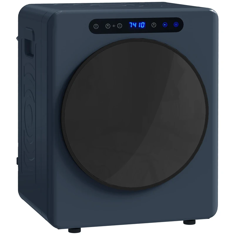 HOMCOM 5kg Vented Tumble Dryer, 1000W Compact Freestanding Front Tumble Dryer with Stainless Steel Tub, Timer, 6 Heat Settings, Small Portable Clothes Drying Machine, Blue
