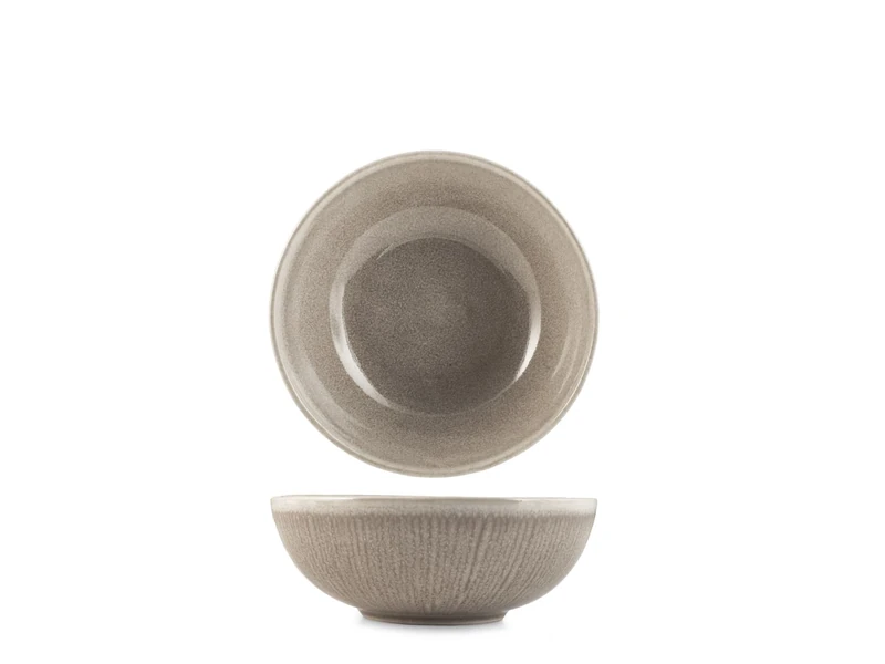 H&H Set of 6 Yucatan Stoneware Soup Plates 17 cm – Beige – Minimal Design with Reactive Effect and Texture – Perfect for Soups, Pasta and Side Dishes – Also Suitable for Catering