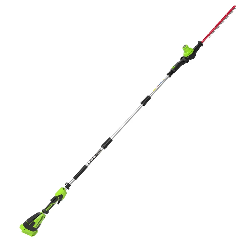 Greenworks 24V Pole Hedge Trimmer 51 cm, Brushless Motor, 28 mm Double Action Blade, 112.5° Rotating Head, 3-Piece Extension Pole, Tool Only PH24BLTA1