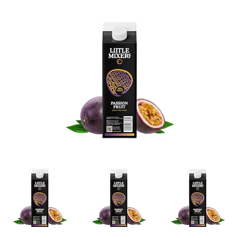 Little Mixers Passion Fruit Purée (1kg) | Real Fruit Purée for Cocktails, Desserts and Baking | Ready-to-Use, Rich Natural Flavour (Pack of 4)