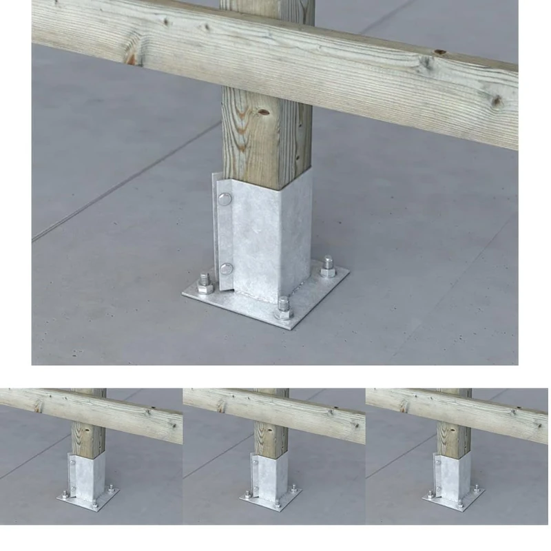 BPC Fixings Powapost Galvanised Bolt Down Post Shoe 2-Piece Set, 75 mm Length x 75 mm Width (Pack of 4)