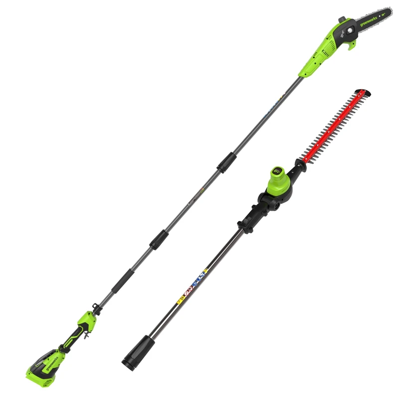 Greenworks 24V 2-in-1 Pole Hedge Trimmer & Saw, Brushless Motor, 51 cm Hedge Trimmer Blade, 20 cm Saw Blade, 112.5° Rotating Head, 3-Piece Extension Pole, Tool Only CKPH321A1 - Image 1