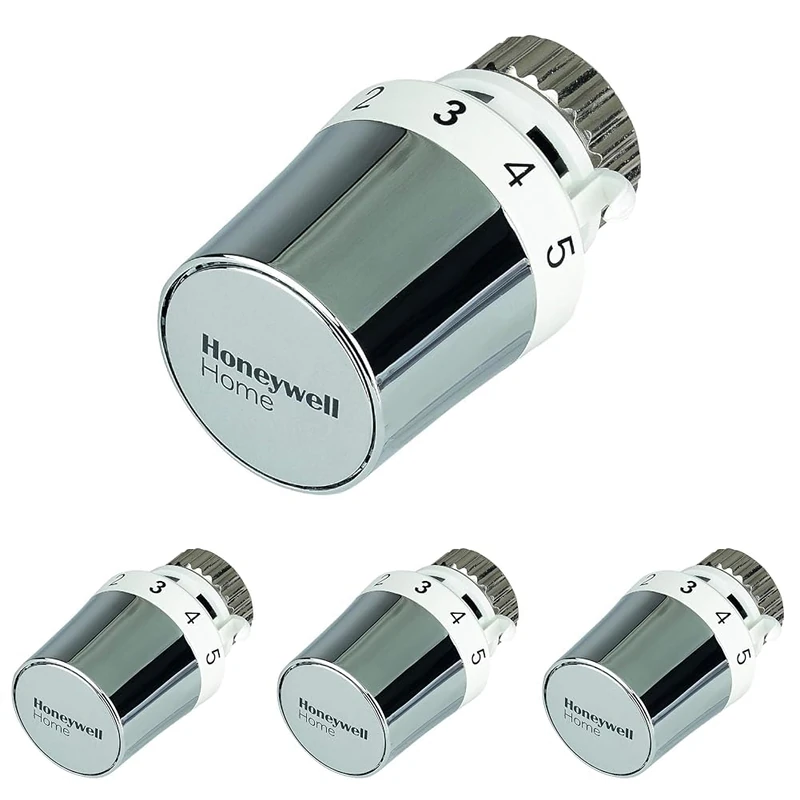 Honeywell Home Thermostatic Radiator Valve Head Thera-5 - M30 x 1.5 TRV Connection, Compact, Liquid Sensor, No Batteries, Easy Install - Manual Radiator Thermostat Valve Head (T5019W0) (Pack of 4)