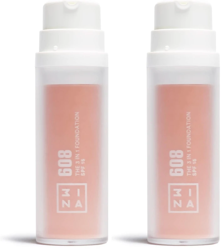 3INA MAKEUP - The 3 in 1 Foundation 608 - Light Foundation Pink Undertone - Liquid Foundation with SPF15 & Vitamic C (Pack of 2) - Image 1