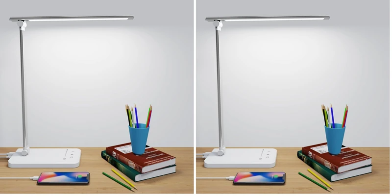 Aogled Desk lamp, Eye-Caring Table Lamp,Dimmable Bedside lamp with USB Charging Port,5 Color Modes x 5 Brightness Levels,Touch Control,for Home,Office,Bedroom,Reading,Work,Study Led Desk Lamp White