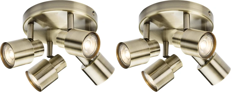 Knightsbridge Quad GU10 Spotlight in Antique Brass (Pack of 2)