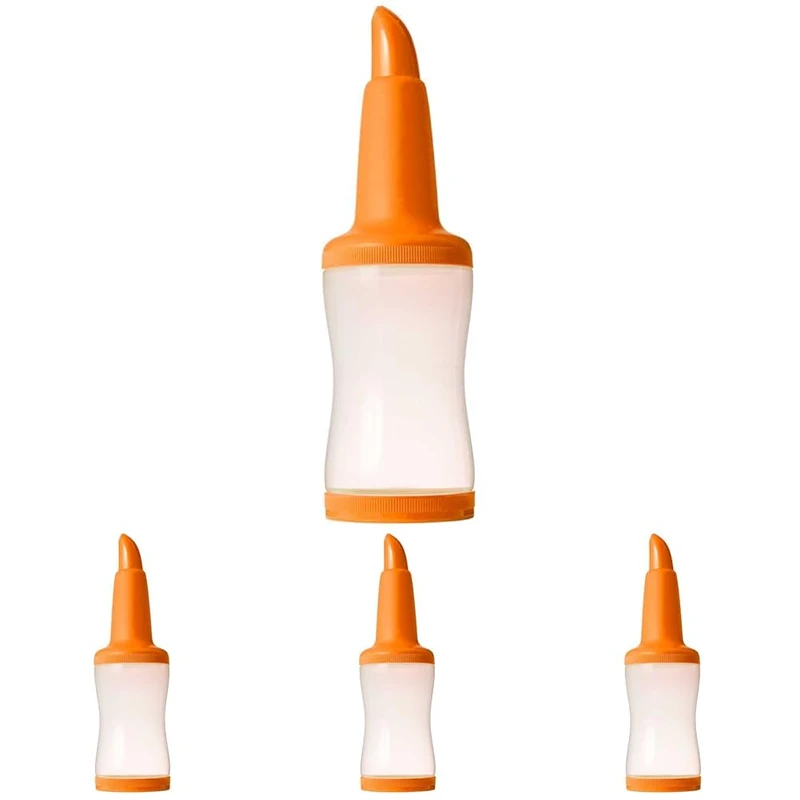 Urban Bar Freepour Bottle 1.05 Litres - Plastic Store and Pour Juice Bottles, Orange (Pack of 4)