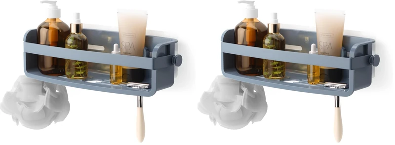 Umbra Flex Adhesive Shower Shelf for Bathroom, Slate Blue (Pack of 2)