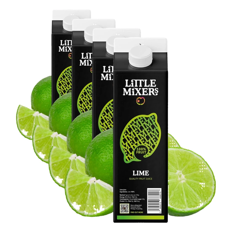 Little Mixers Pure Lime Juice (1kg) | Real Fruit Juice for Cocktails, Desserts and Baking | Ready-to-Use, Rich Natural Flavour (Pack of 4)