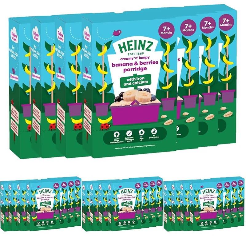HEINZ Baby Food Banana and Berries Porridge 6x200g (Pack of 4)