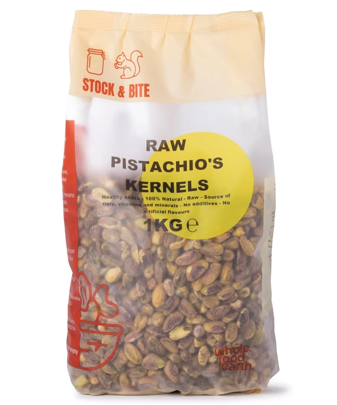 Wholefood Earth Raw Pistachio Kernels 1kg - Premium Shelled | Rich in Protein & Fibre | No Salt | Vegan | Stock & Bite