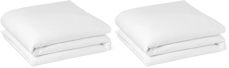 Amazon Basics Single Duvet Cover, 100% Cotton Sateen 400 Thread Count, Super Soft with Button Closure, 135 x 200 cm, White (Pack of 2)