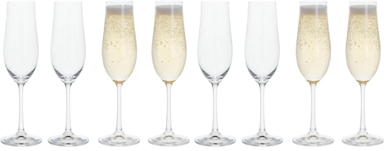 Dartington Crystal Bliss Champagne Flutes | Set of 4 Sparkling Wine Glasses | Elegant Crystal Glassware for Prosecco, Champagne & Celebrations (Pack of 2)