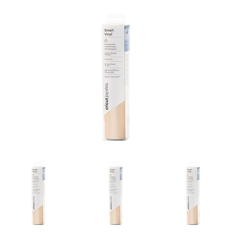 Cricut Joy Xtra Smart Permanent Adhesive Vinyl | 24.1 cm × 0.9 m | Metallic Champagne | Self-Adhesive Vinyl Sheet | Ideal for Customising Mugs, Bottles, Labels, Signs & DIY Crafts (Pack of 4) - Image 1