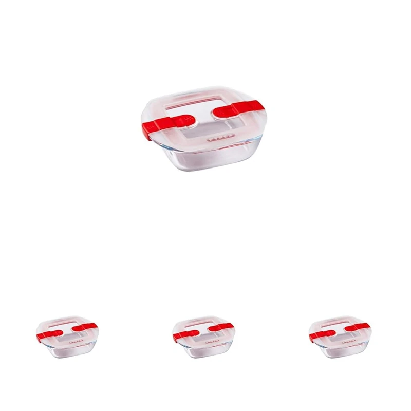 Pyrex Cook & Heat Square Dish with Lid - 140x120mm 350ml (Pack of 4)