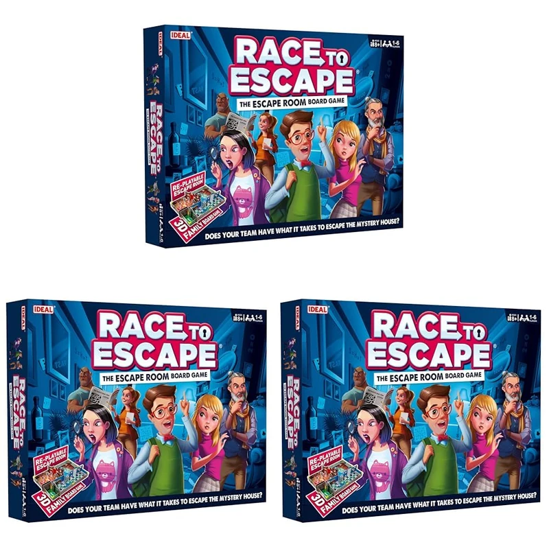 IDEAL | Race to Escape: The 3D replayable Escape Room board game! | Family Games | For 1-6 Players | Ages 8+ (Pack of 3) - Image 1