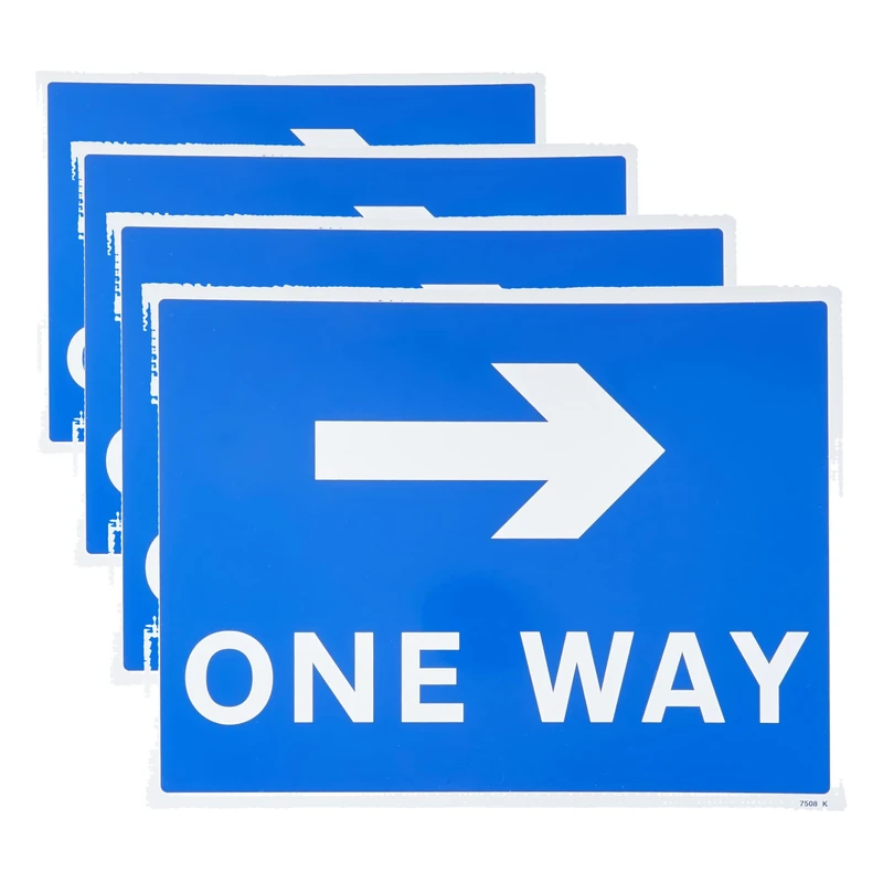 Caledonia Signs 17508K "One Way - Right" Sign, Rigid Plastic, 400 mm x 300 mm,blue (Pack of 4)