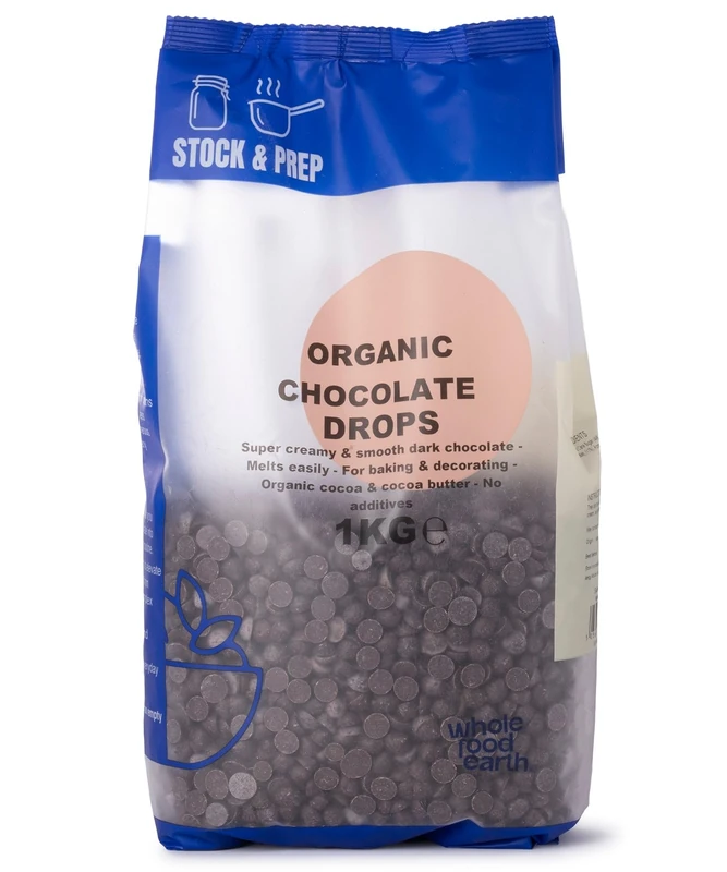 Whole Food Earth - Organic Chocolate Drops 1kg - Stock & Prep - Vegan Baking - Image 1