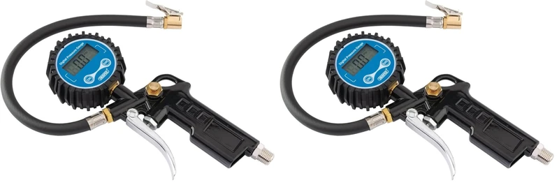 Draper 20bar Pistol-Grip Digital Tyre Inflator | 1/4 Inch BSP Male Adaptor | 65 mm Gauge | Clip-On Connector |300psi Air Tool | 91313 (Pack of 2)