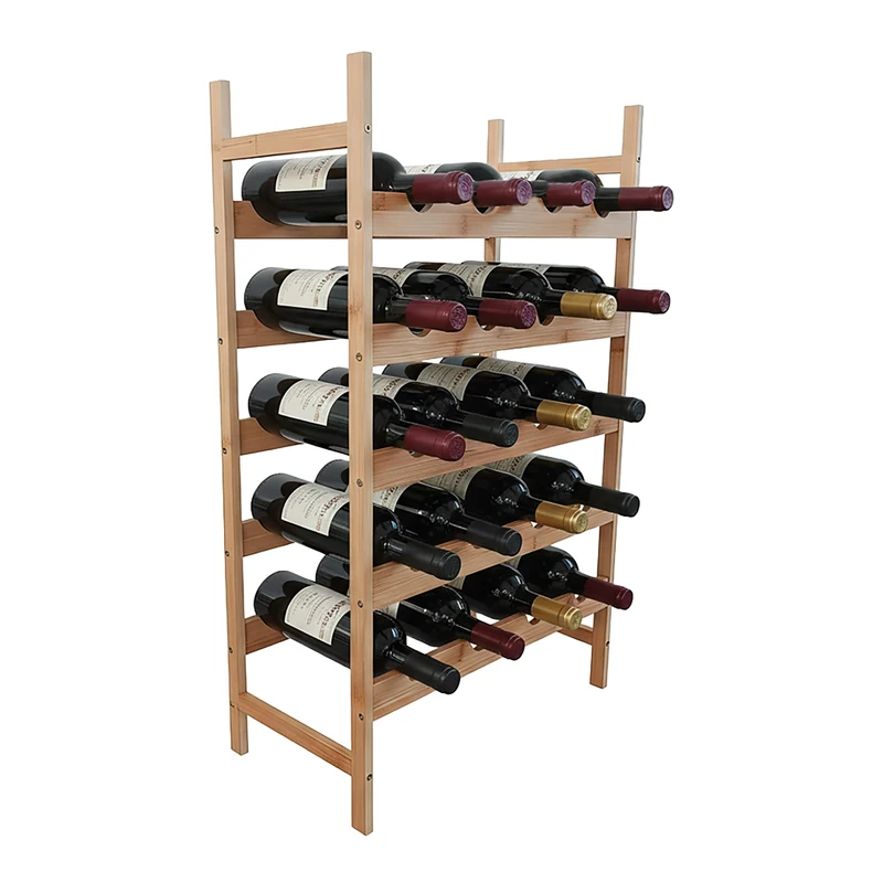 Relaxdays Bamboo Wine Rack for 20 Bottles, Holds Red & White Wine, Natural, 73 x 45 x 23.5 cm