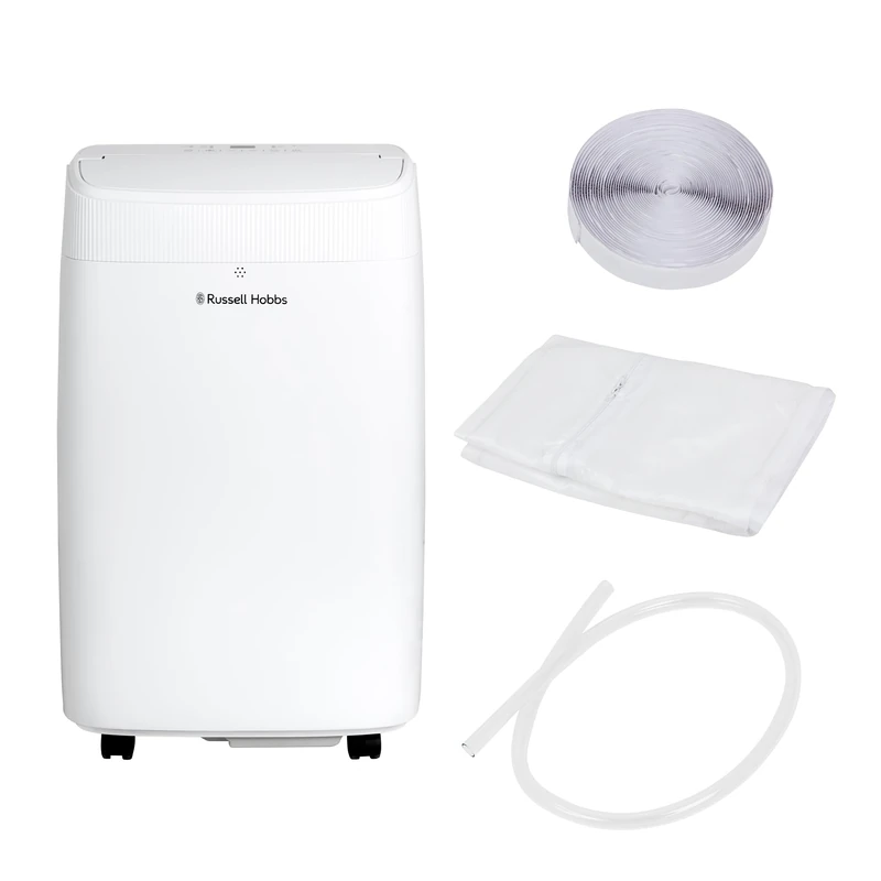 Russell Hobbs Portable 2-in-1 Air Conditioner 9000 BTU & Dehumidifier with 3 Speeds, Fan Oscillation, 0.45L Water Tank, Touch Control, LED Display & Remote Control, WiFi Enabled RHPAC4003