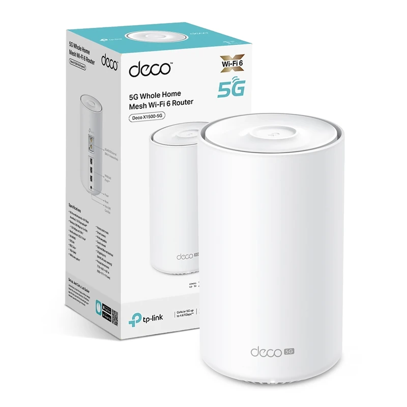 NEW TP-Link Deco X1500-5G 5G Router With SIM Card, AX1500Mbps Mesh WiFi 6 Router, Sub-6GHz 5G up to 4.67Gbps, Ultra-Low Latency, Dual Band, Whole Home Mesh, Connects 120 Devices