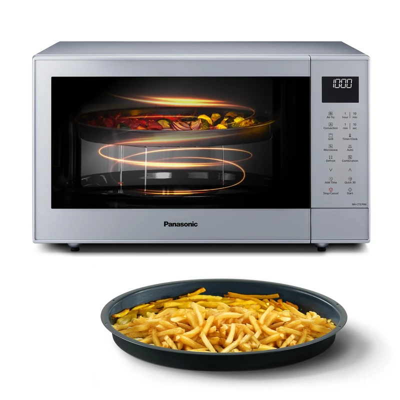 Panasonic NN-CT57RMBPQ 27L 4-in-1 Combination Inverter Microwave with Air Fryer, 1000W, 19 Auto Programs, Convection Grill Cooking, Space-Saving Slimline Design, Silver
