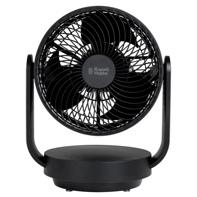 Russell Hobbs 9" Circulator Desk Fan in Black with 7 Speed Settings, 2 Modes, 60° Horizontal & 90° Vertical Oscillation Function, LED Display, Remote Control and 6 Hour Timer, 2m Power Cord RHDCF1001B
