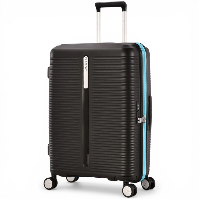 Eminent Finno Medium Suitcase 66x46x26, Expandable, Hard Shell, 4 Spinner Wheels, Lightweight, TSA Lock, 3.0 kg, 73L, Check in Travel Luggage Trolley Holiday Bag Black