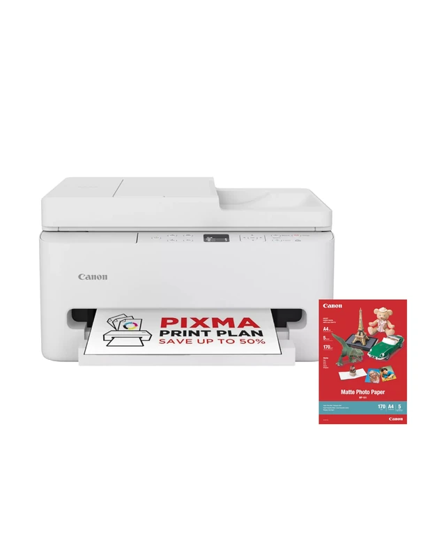 Canon PIXMA TS7550I - All-in-One Printer with Wi-Fi Connectivity, 35-sheet ADF & 1.42” OLED Display PIXMA Print Plan - Includes MP-101 A4 Photo Paper, 5 Sheets