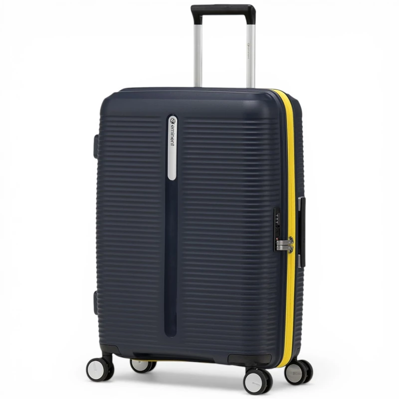 Eminent Finno Medium Suitcase 66x46x26, Expandable, Hard Shell, 4 Spinner Wheels, Lightweight, TSA Lock, 3.0 kg, 73L, Check in Travel Luggage Trolley Holiday Bag Blue