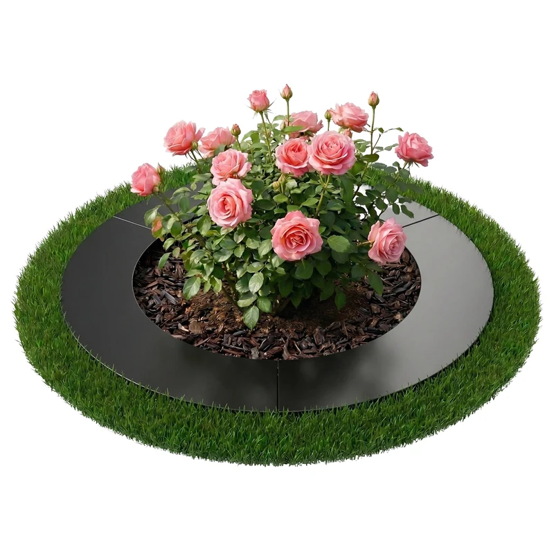 Relaxdays Tree & Lawn Edge Ring for Trees & Shrubs, 60 cm, Galvanised Steel, Anthracite