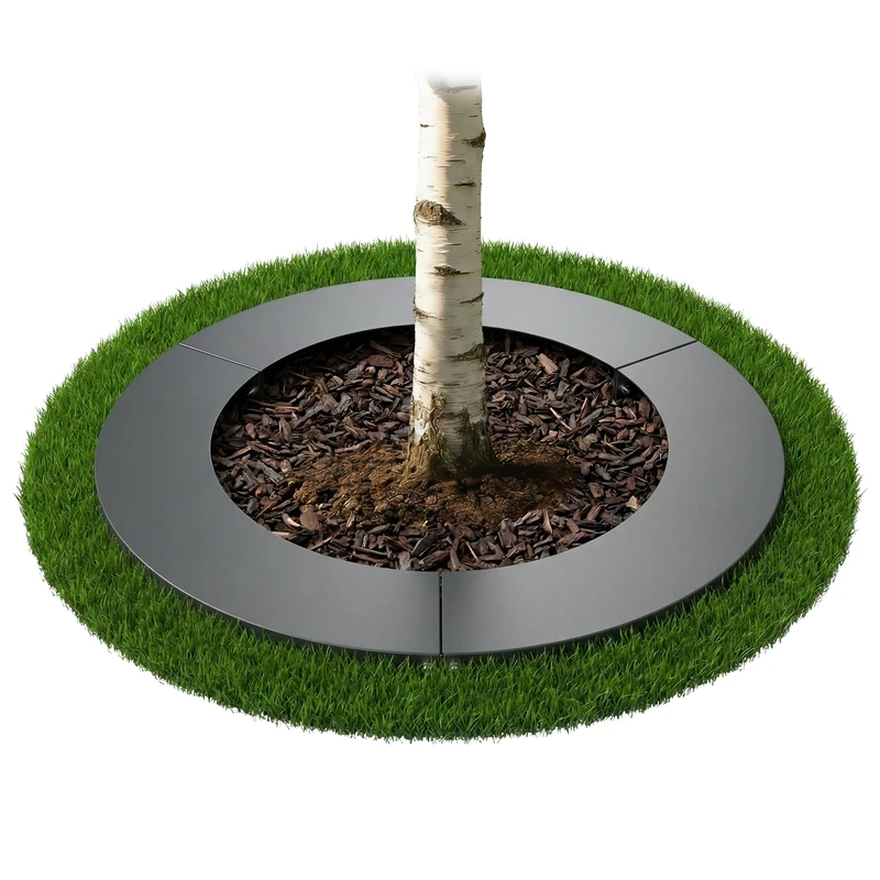 Relaxdays Tree and Shrub Planting Ring, Galvanised Steel, 90 cm Diameter, Anthracite