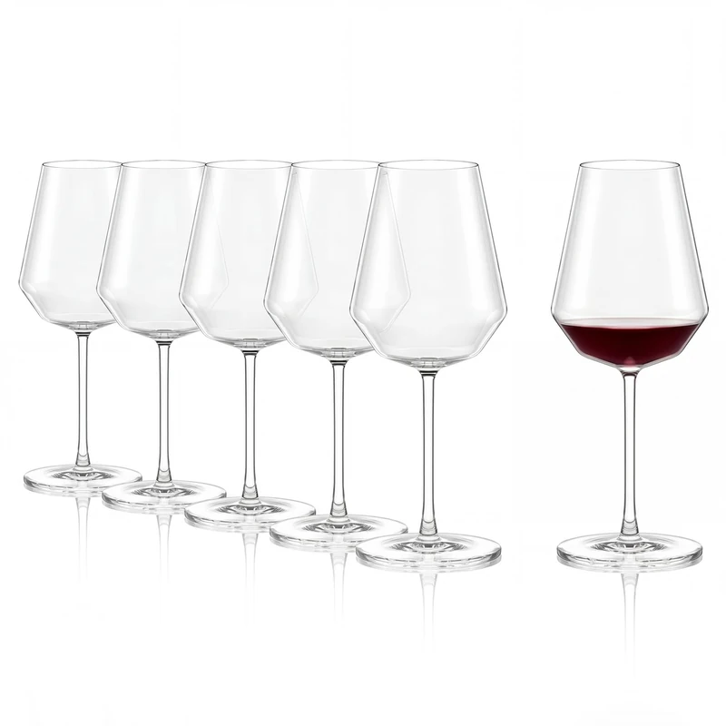 Stölzle Lausitz Celestia Set of 6 Red Wine Glasses 490 ml - Ideal for Flavouring Red Wine - Faceted Surface Design - Robust Wine Glasses with Precise Ventilation - Dishwasher Safe