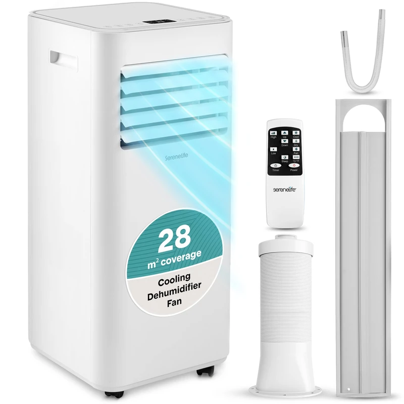 SereneLife Portable Air Conditioner 7000 BTU – Compact AC Unit for Flat Bedroom Home Office, Window Kit, 3 Modes Cooling Dehumidifier Fan, Low Noise 54 dB