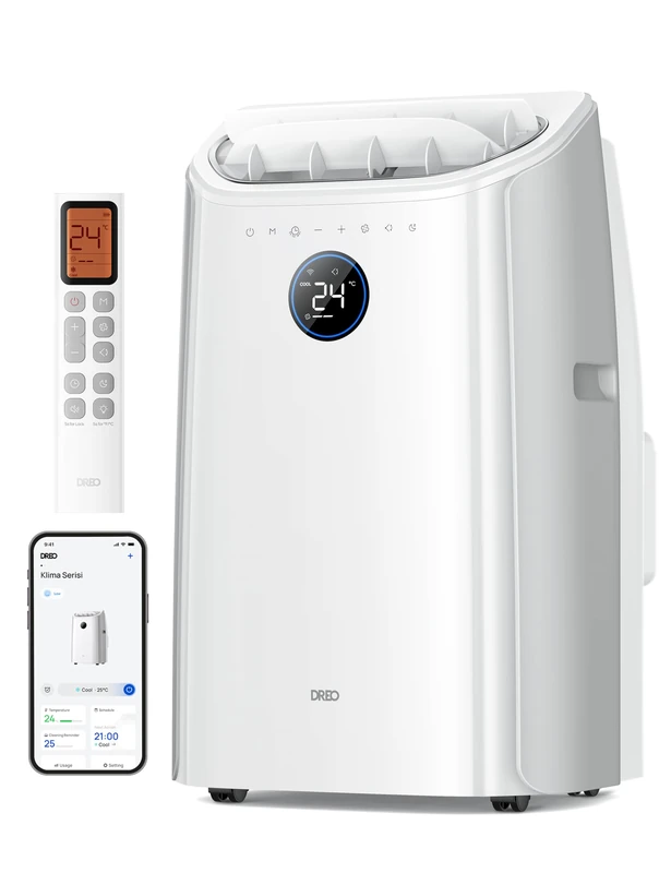DREO 12000 BTU Portable Air Conditioner, 3-in-1 Cool/Fan/Dry Quiet AC Unit for Bedroom/Office, Smart App/Voice/Remote Control, Drainage-Free, Universal Window Kit, 3.6L/H Dehumidification, AC516S