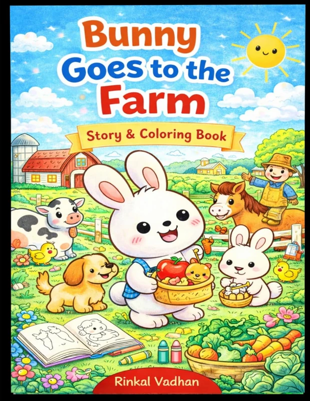 Bunny Goes to the Farm: A Cute Story & Coloring Book for Kids Ages 3-7 | Fun Farm Animal Adventure (Bunny’s little adventure)