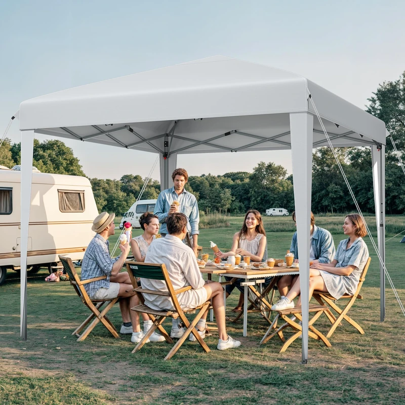 DWVO Pop Up Gazebo 3m x 3m,Pop Up Tent with Storage Bag, Fully Waterproof,Folding Outdoor Shelter for Wedding PartyOutdoor Party Camping, Events (White)