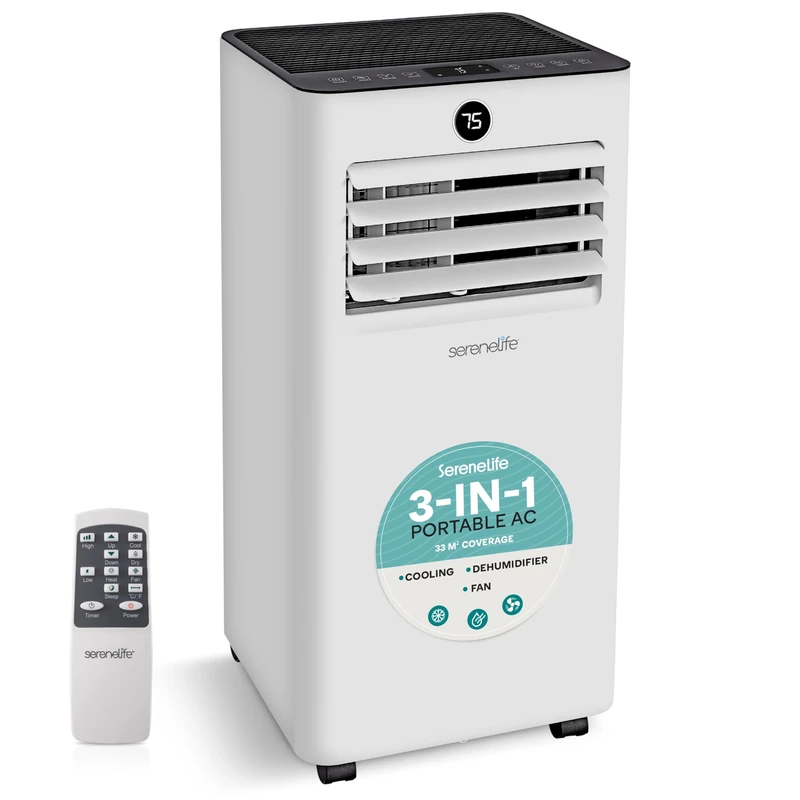 SereneLife Portable Air Conditioner 7000 BTU - WiFi Air Conditioning Unit with Dehumidifier & Fan, Quiet Energy Efficient AC, 24H Timer & Window Kit Included, for Home, Bedroom & Office