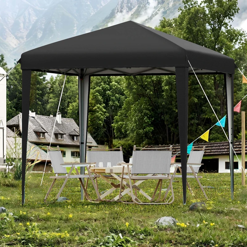 DWVO Pop Up Gazebo 3m x 3m,Pop Up Tent with Storage Bag, Fully Waterproof,Folding Outdoor Shelter for Wedding PartyOutdoor Party Camping, Events (Black)