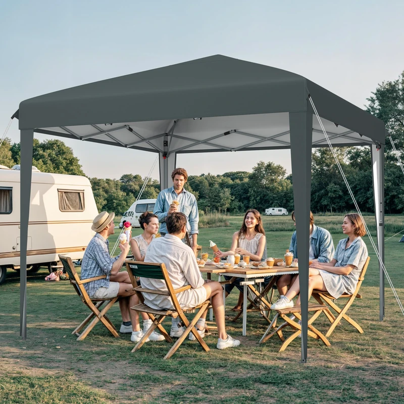 DWVO Pop Up Gazebo 3m x 3m,Pop Up Tent with Storage Bag, Fully Waterproof,Folding Outdoor Shelter for Wedding PartyOutdoor Party Camping, Events (Grey) - Image 1