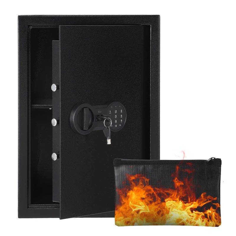 Garvee Steel Security Box with Dual Locking System, Safe Safe with Fireproof, Waterproof, Alarm, Removable Compartment, Wall/Floor Mounting - For Money, Jewellery, Documents, 500 * 350 * 310mm - Image 1