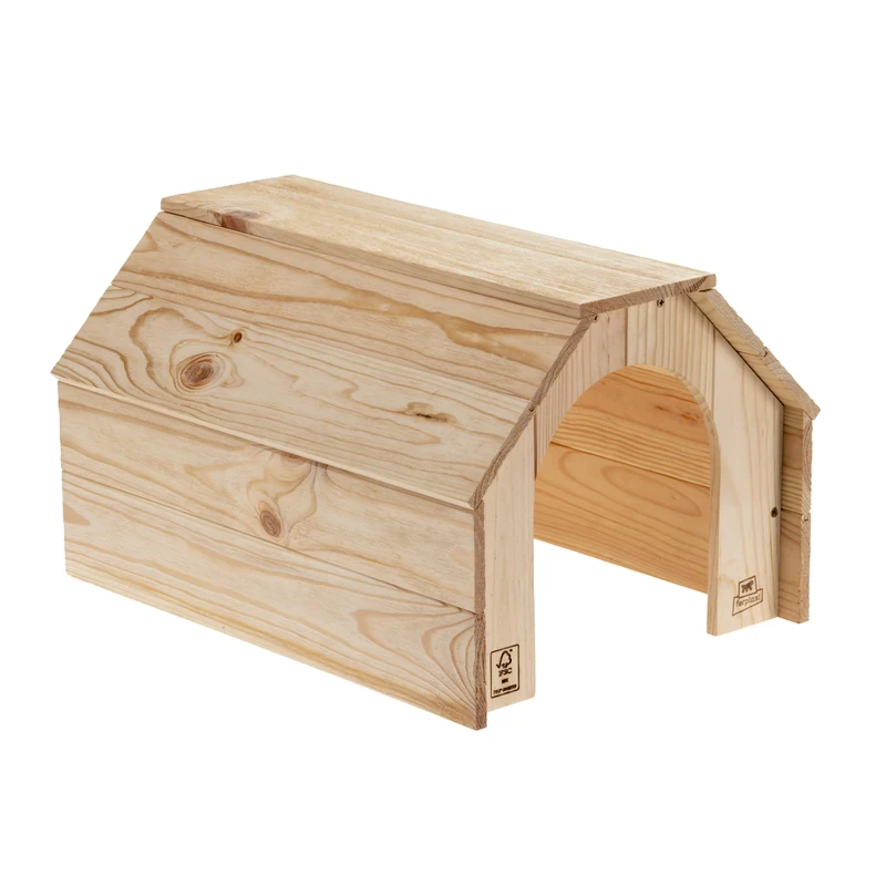 Ferplast Wooden House for Rabbits, Guinea Pigs & Hamsters HIDDA, FSC® Certified Wood, Brushed-Effect Finish, Quick Assembly Kit, 46 x 34 x H 27.5 cm, Size XL