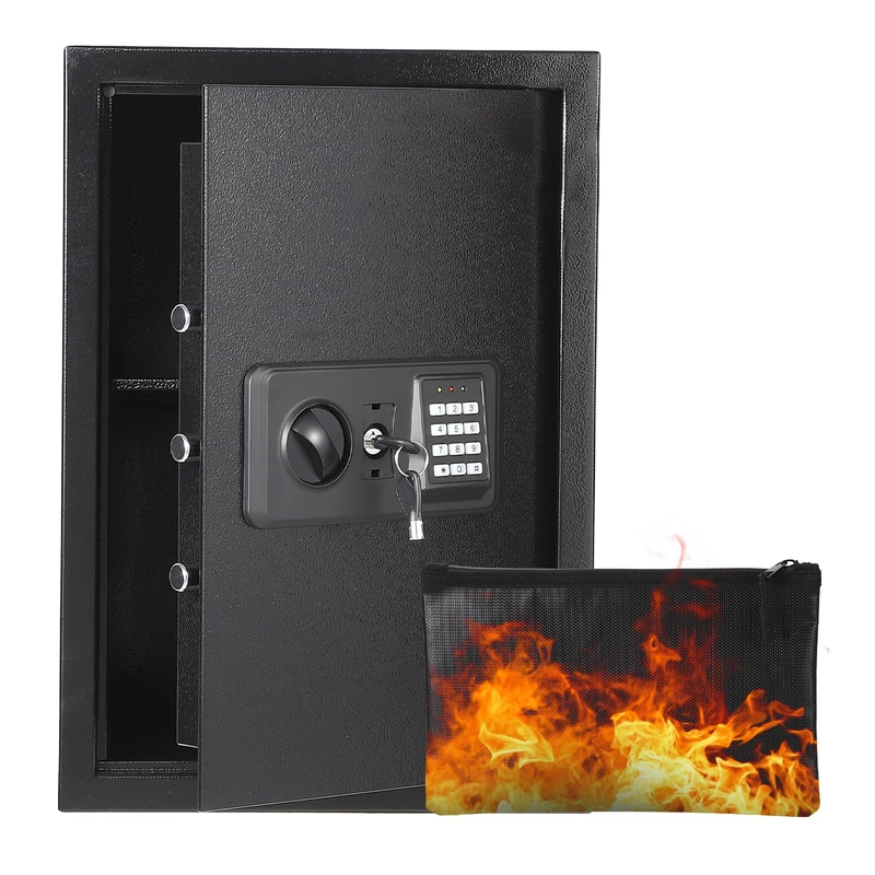 Garvee 54L Safe Safe with Number Code, Keys & Fireproof Bag, Safe for Home/Hotel, Alarm, Adjustable Shelf, Hotel Safes Cash, Jewellery & Documents, Wall/Floor Mounting, 50 x 35 x 31 cm - Image 1