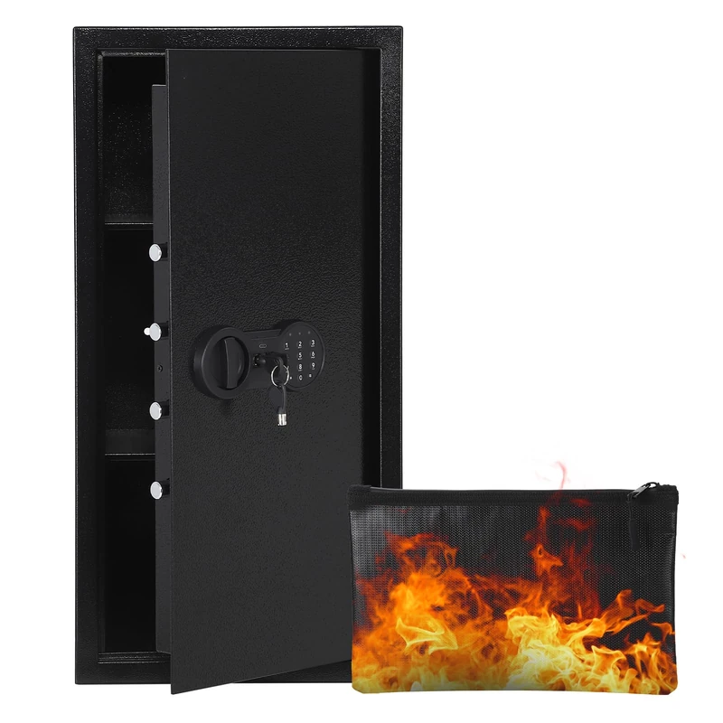 Garvee Steel Security Box with Dual Locking System, Safe Safe with Fireproof, Waterproof, Alarm, Removable Compartment, Wall/Floor Mounting - For Money, Jewellery, Documents, 700 x 350 x 300 mm - Image 1